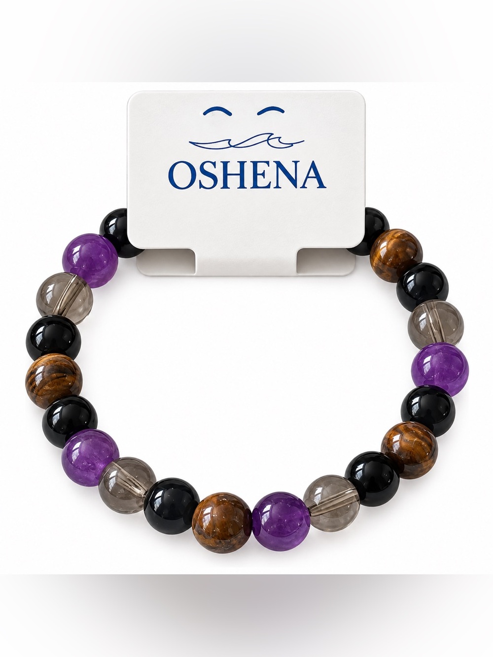 Oshena Designer Beachwear gemstone Beaded Stretch Bracelet Unisex